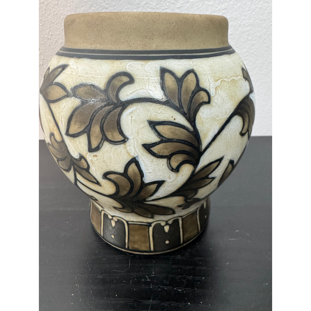 Cizhou Kiln Ceramics Temple URN Ginger Jar Vintage Leaf Design in Bronze Black - Picture 6 of 9